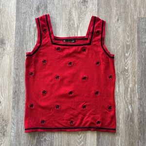 Vintage 90s Y2K Erin Matthews Red Horse Equestrian Polo Embroidered Tank Size S